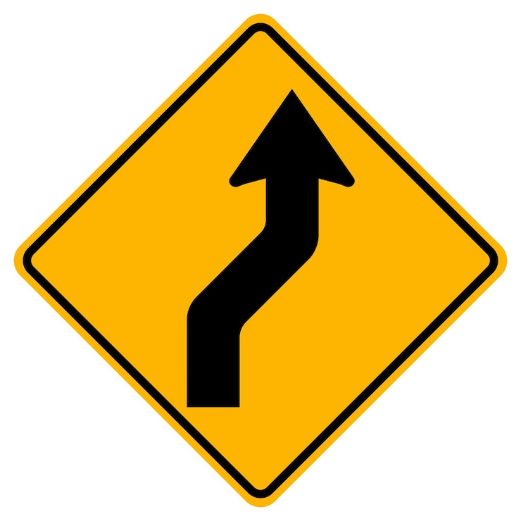 वेक्टर curved right traffic road symbol sign isolate on white backgroundvector illustration