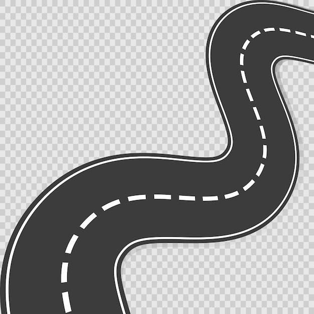 Vector curved road with white markings vector illustration