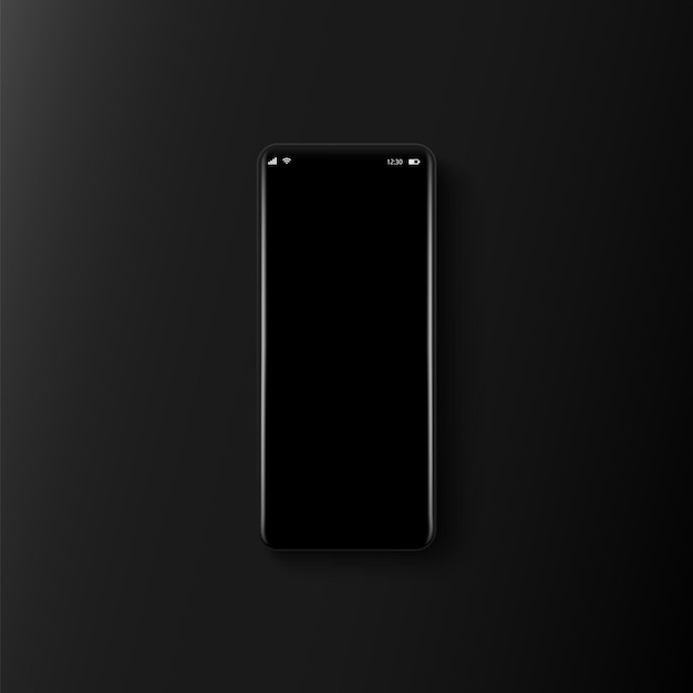 Curved screen smartphones on a black background