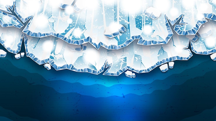 Vector curved shaped ice cracks as winter background