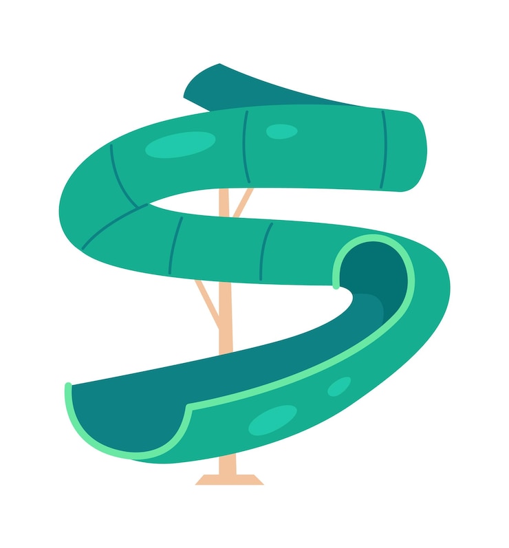 Vector curved water slide