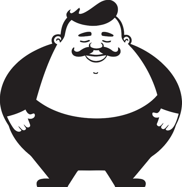 Вектор Черный логотип пушистого джентльмена iconic vector logo for obesity advoca