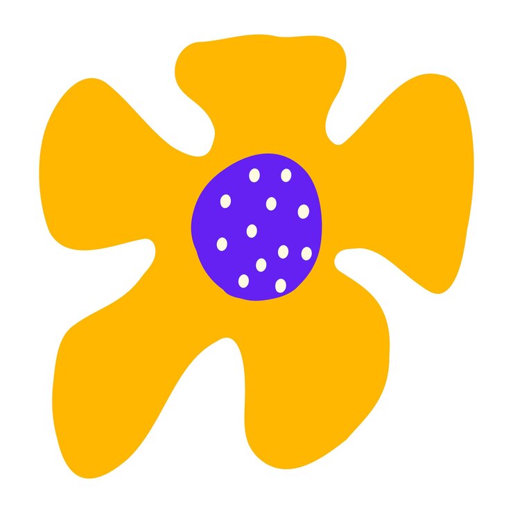 curvy flower in retro hippie style Aesthetic flowers in the style of Matisse