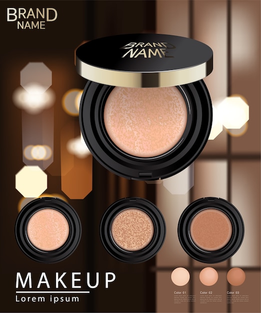 Vector cushion compact foundation ads, attractive makeup