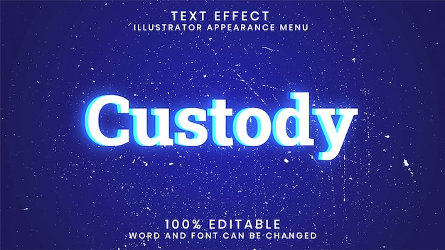 Custody editable glowing text effect style template