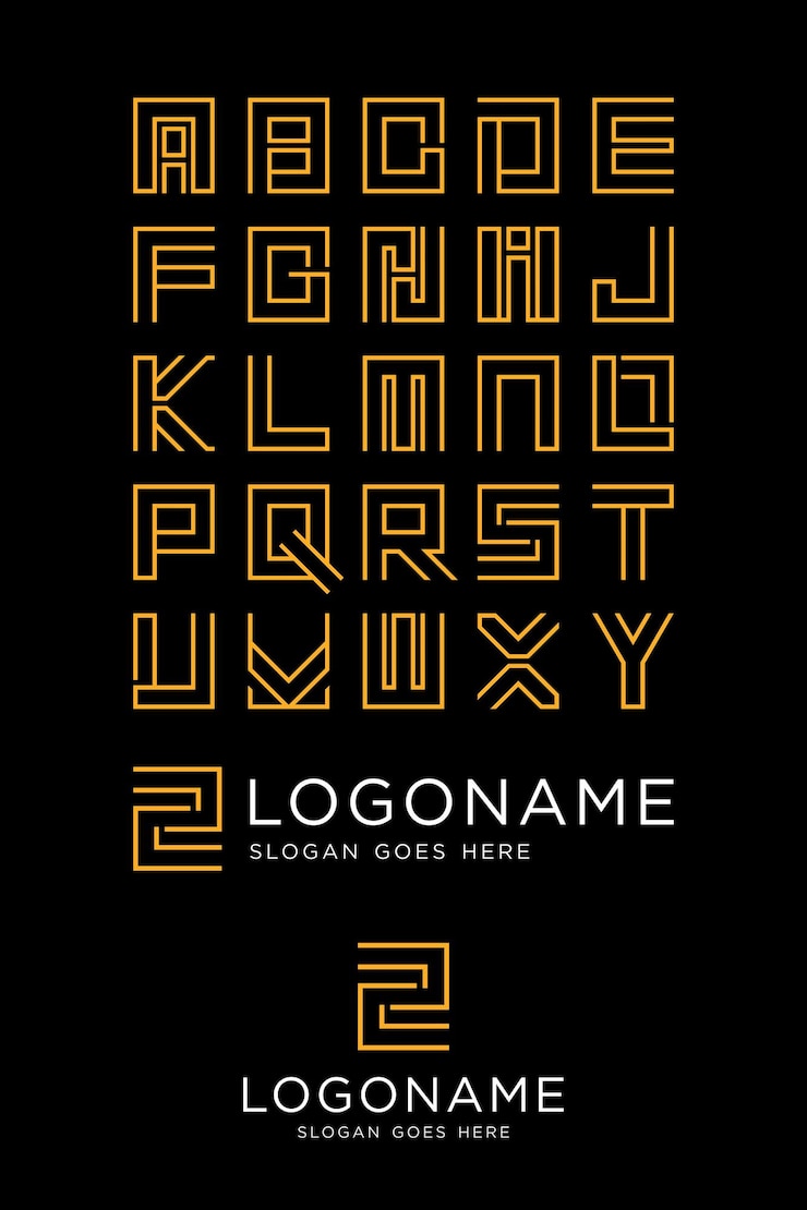 Vector custom alphabet abstract geometric logo design modern