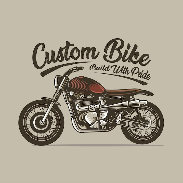 Illustrazione di vettore dell'annata di moto custom bike build