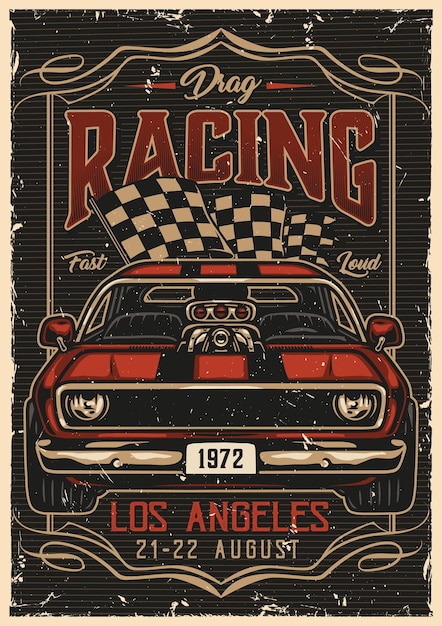 Poster colorato vintage di auto personalizzate