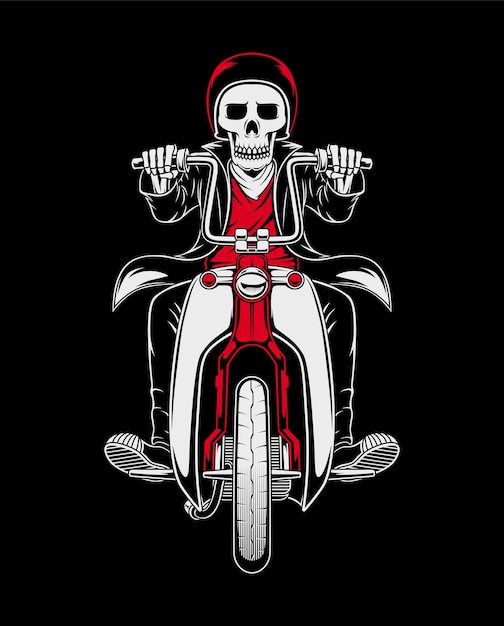 Vector custom classic motorbike rider skull illustration