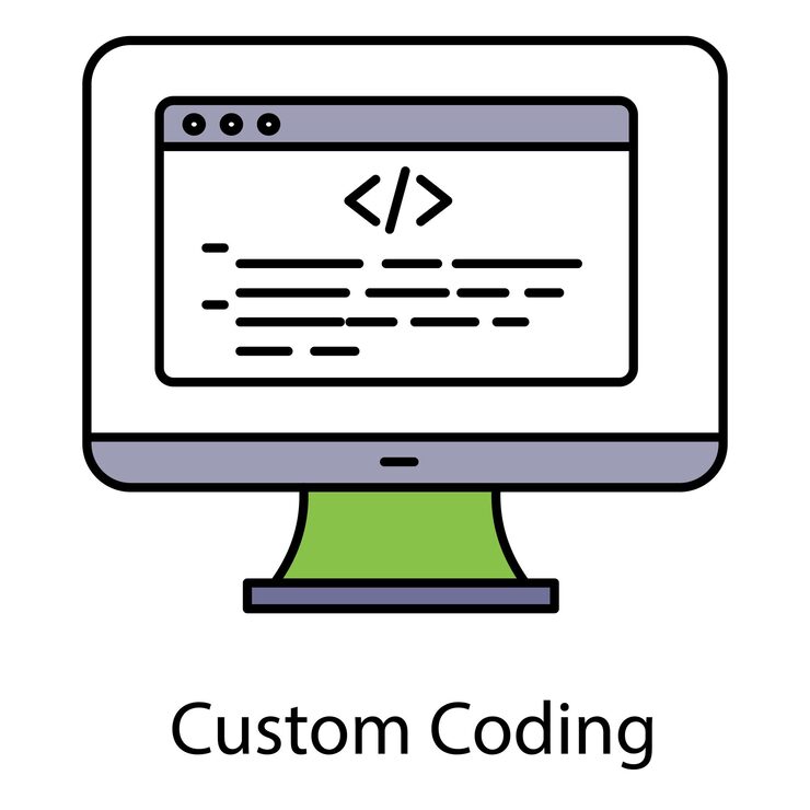 Vector custom coding vector icon showing personalized code software development and programming techniques