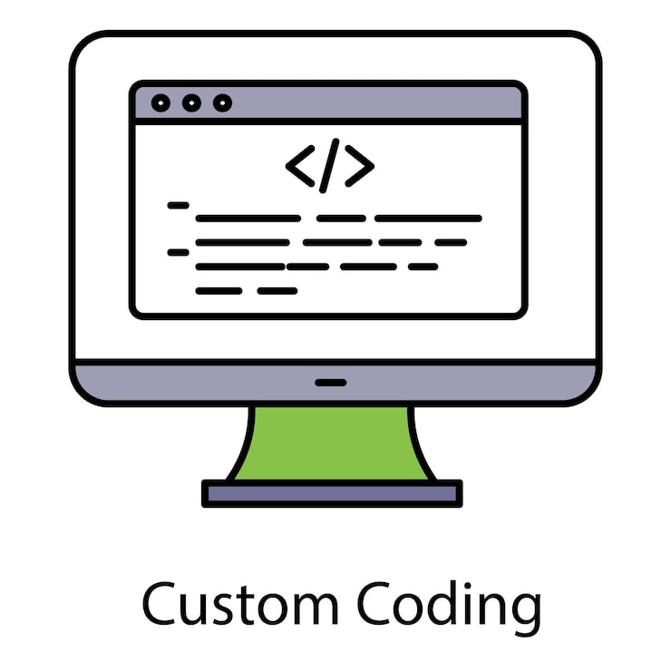 Vector custom coding vector icon showing personalized code software development and programming techniques