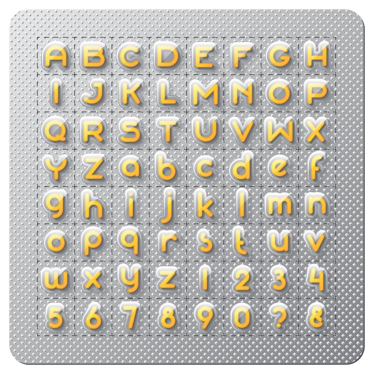 वेक्टर custom creative alphabet font like row of the medical pills