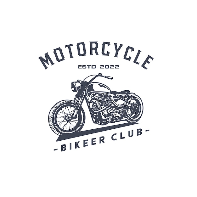 Custom motorcycle label in vintage style isolated vector logo design template. t-shirt design