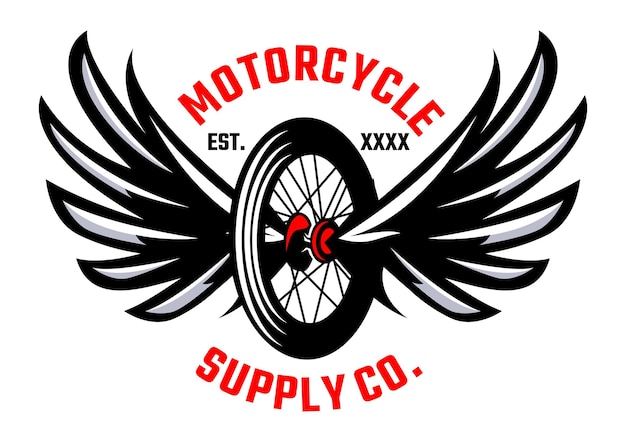 Custom motorcycles template with winged wheel