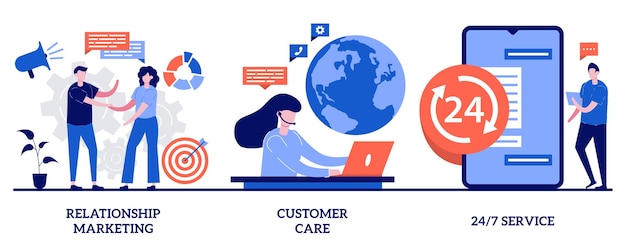 Customer care service concept with tiny people illustration