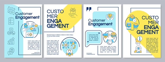 Modello di brochure blu e giallo per il coinvolgimento del cliente