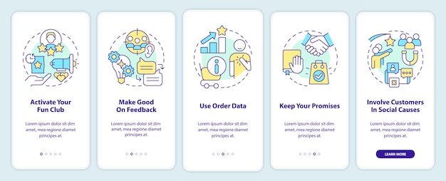 Customer engagement methods onboarding mobile app screen