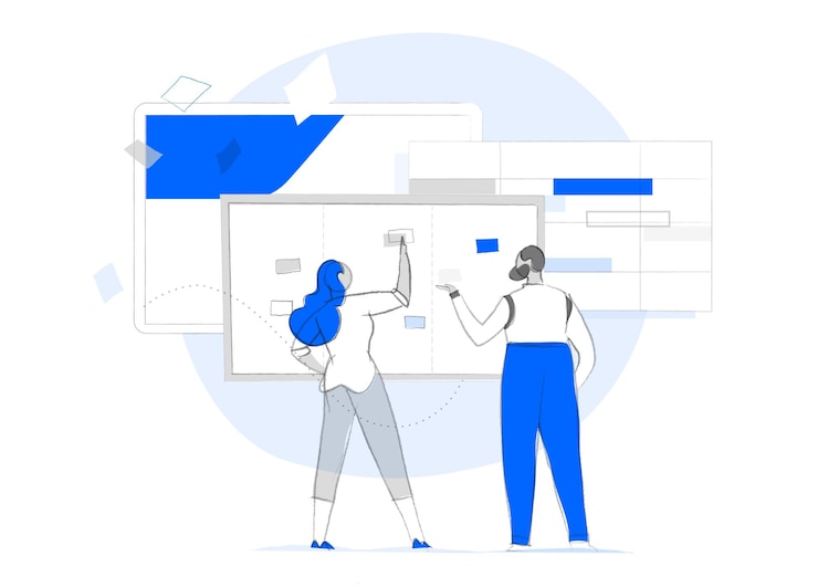 Vector customer experience analysis. a couple analyzing data and planning the strategy
