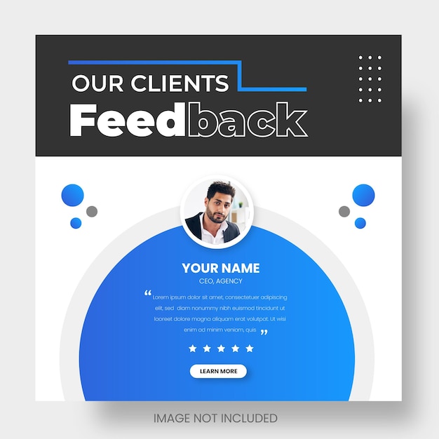 Customer feedback or client testimonial facebook or social media post amp web banner design template