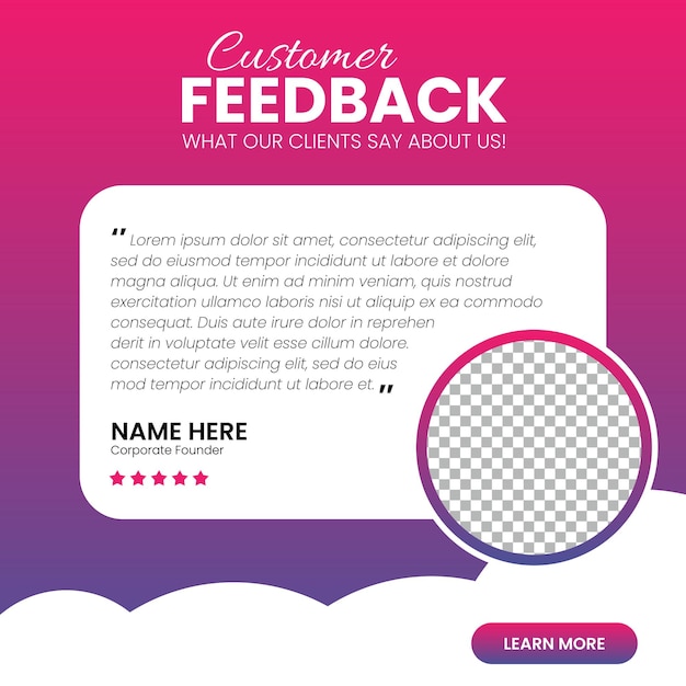 Customer feedback Client Testimonial Social Media Post Web Banner Template