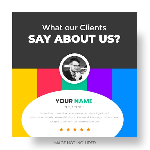 Customer feedback or client testimonials facebook or instagram social media post web banner template