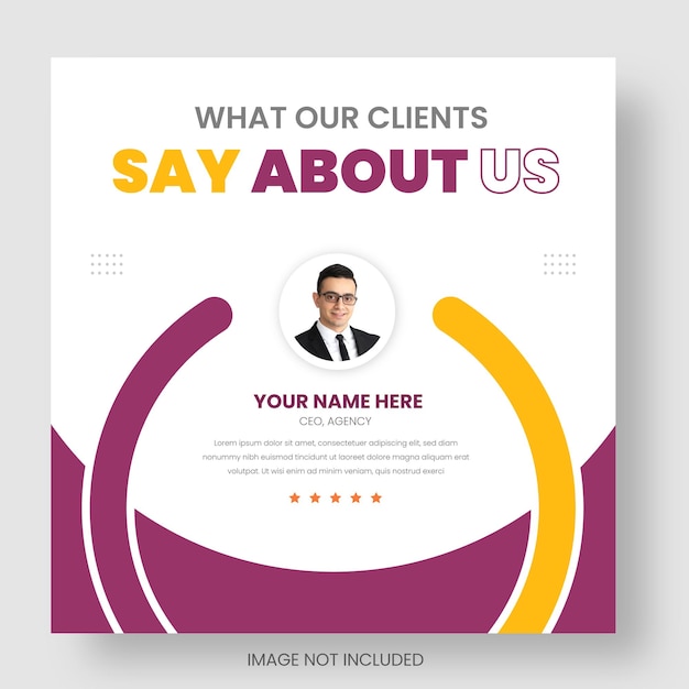 Customer feedback or client testimonials social media post web banner template