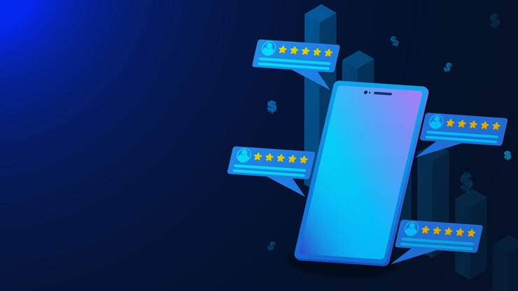 Vector customer feedback concept with smartphone isometric user product or service rating and review