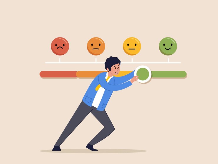 Vector customer feedback giving rating based on experience or quality from product and service
