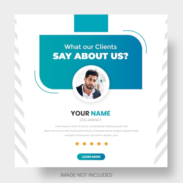 Customer feedback testimonial or client testimonials social media post web banner design template