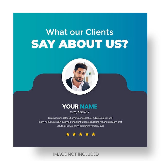 Customer feedback testimonial or client testimonials social media post web banner design template