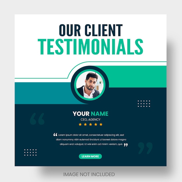 Customer feedback testimonial for client testimonials social media post web banner template