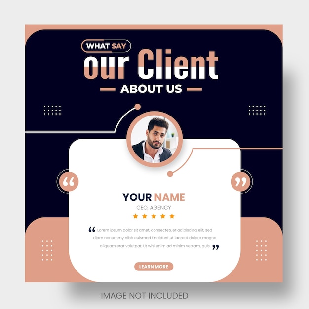 Customer feedback testimonial for client testimonials social media post web banner template