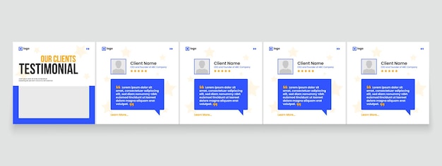 Customer feedback testimonial social media post carousel banner Client feedback carousel template