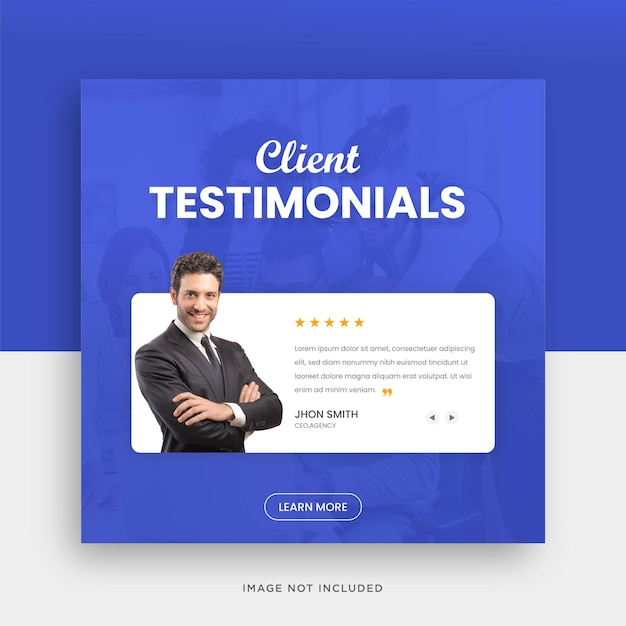 Vettore modello di banner web per post sui social media con testimonianze di feedback dei clienti