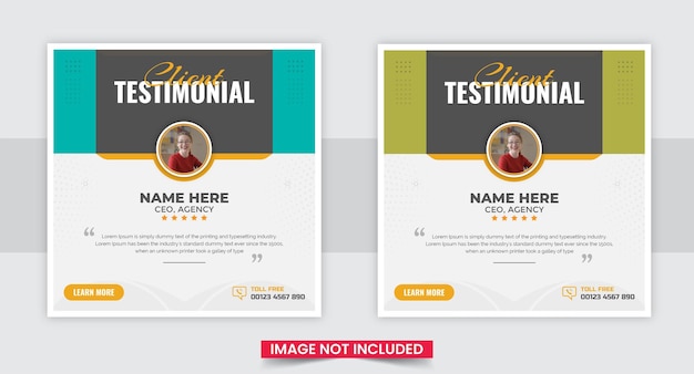 Customer feedback testimonial social media post or web banner template