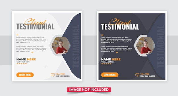 Customer feedback testimonial social media post or web banner template