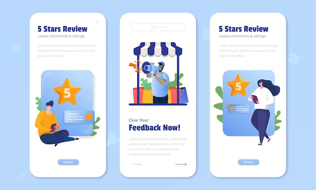 Vector customer feedback with give 5 stars rating concept