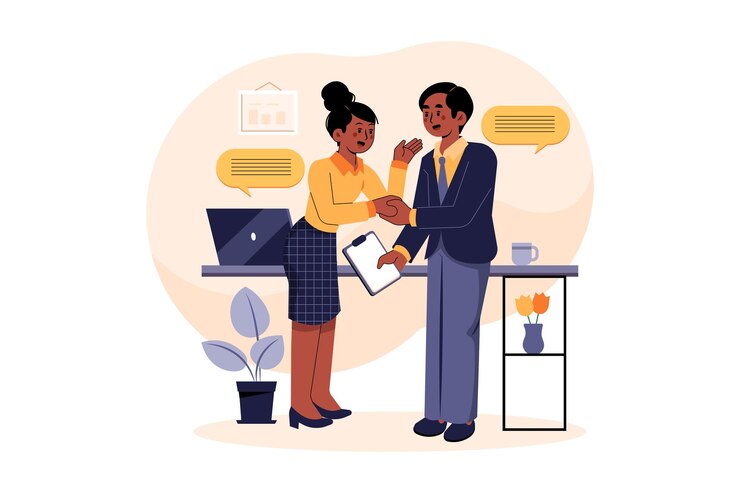 Vector customer handshaking with a marketing agent