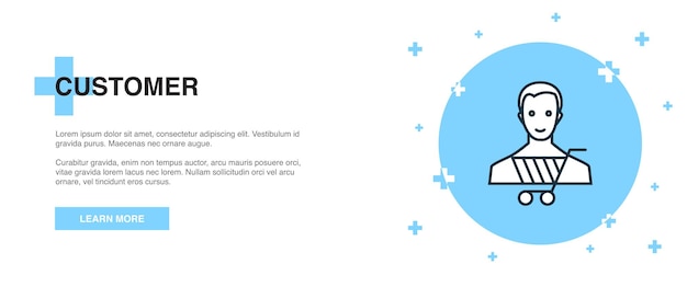 Vector customer icon, banner outline template concept. customer line illustration design