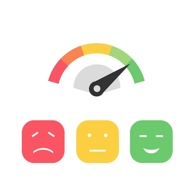 Vector customer icon emotions satisfaction meter with different emoji