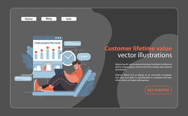 Vector customer lifetime value concept illustrates datadriven approach to evaluating consumer spending over