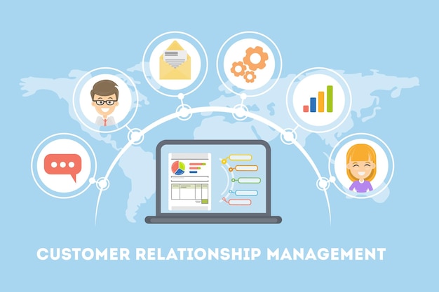Vector customer relationship management idea of marketing targeting and organization