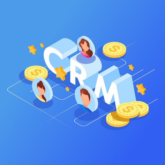 Customer relationship management isometric vector.