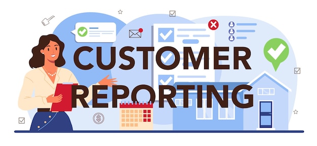 Customer reporting typographic header real estate industry low comission