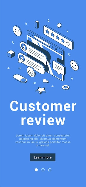 Customer review cyberspace service choice quality evaluation with followers comment mobile application isometric vector illustration Client satisfaction rate feedback independent online opinion