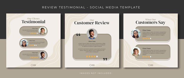 Vector customer review testimonial grey social media post template design event promotion vector banner