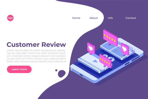 Customer review, usability evaluation, feedback, rating system isometric concept.