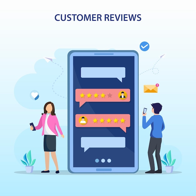 Customer reviews concept online reviews experience or feedback star rating notifications vector