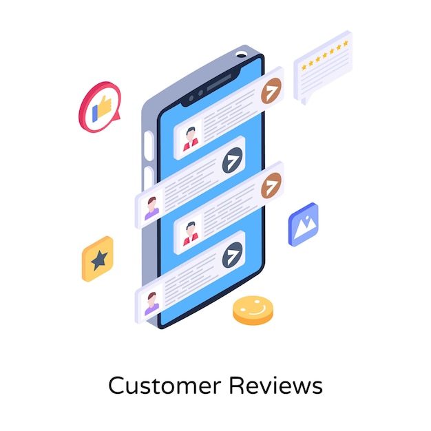 Customer reviews isometric illustration