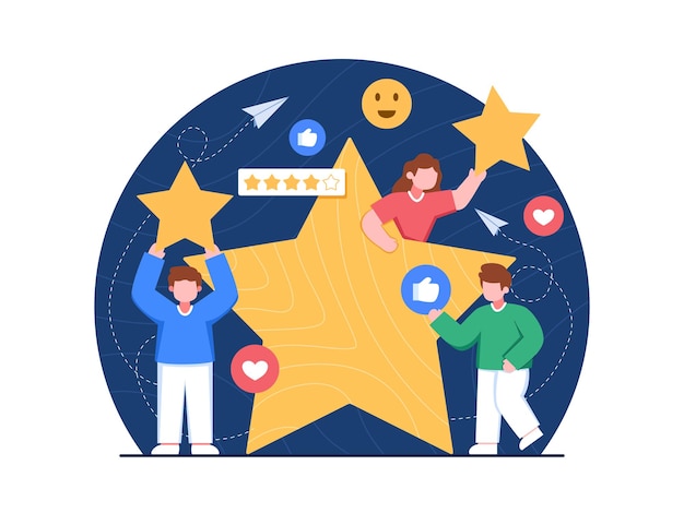 Vector customer reviews and ratings customers give feedback